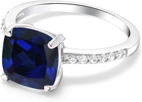 Vista 33 de Gem Stone King Anillo de compromiso de plata de ley 925 con piedra preciosa de corte cojín de 0.315 in Anillo de compromiso de aniversario de boda