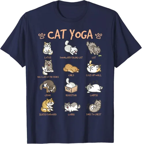 Vista 81 de Cat Yoga Poses Cats Practicing Mindfulness Meditación Kitten - Camiseta, Negro, S
