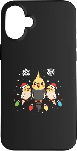 Vista 23 de Bird Cockatiel Holiday Trio Perched Cartoon Cheer Case for iPhone 16