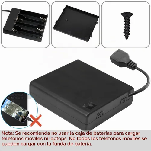 Vista 2 de 4 piezas 4 AA soporte de batería USB interruptor, 6 V USB hembra zócalo, 4 x 1.5V AA caja caja caja titular interruptor de encendido/apagado