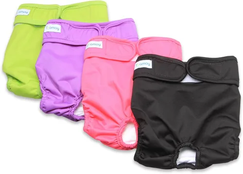 Vista 9 de Teamoy 4 piezas de pañales lavables para perras, fundas reutilizables para pañales de perras, superabsorbentes y cómodas, XS