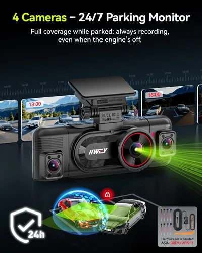 Vista 12 de IIWEY N6 PRO 4K STARVIS 2 4 canales Dash Cam 360° View, tarjeta gratuita