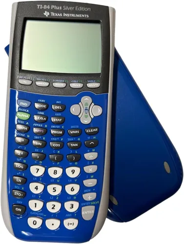 Vista 2 de Texas Instruments Inc. TI-84 calculadora gráfica edición Plus plateada y azul, el envase puede variar