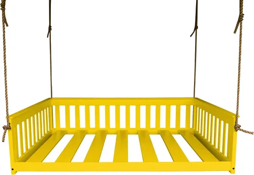 Vista 25 de Amish-Made - Cama de columpio de madera negra con cuerdas Pintura negra