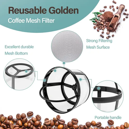 Vista 4 de Prasacco Filtros de café reutilizables de 4 a 8 tazas, cesta de filtro de café, filtro universal de repuesto, malla de nailon de seguridad, filtros