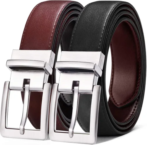 Vista 12 de BULLIANT Cinturón de cuero reversible para hombre, recortable, 1.25 Negro/Café Antiguo1033