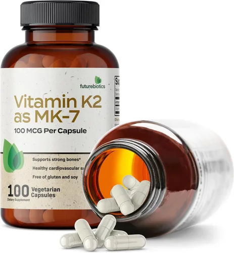 Vista 4 de Futurebiotics Vitamina K2 como MK-7 100 mcg, apoya huesos fuertes, sin OMG, 100 cápsulas vegetarianas