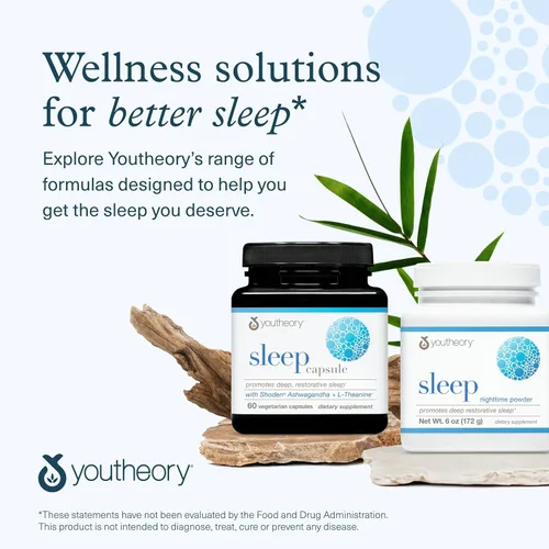 Vista 7 de Youtheory Polvo para dormir, suplemento de ayuda para dormir con magnesio, melatonina y L-glicina, sin gluten y vegano, sabor natural a limón