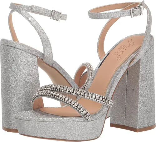 Vista 7 de Jewel Badgley Mischka Rochel - Tacón de plataforma con correas adornadas con piedras preciosas