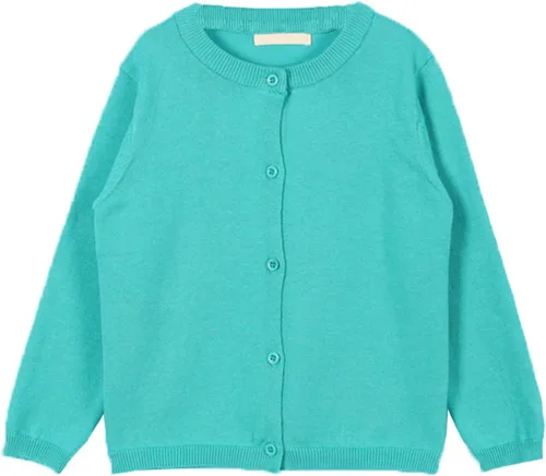 Vista 16 de GSVIBK - Suéter tipo cárdigan de manga larga de algodón para niños, con botones, suéter de cuello redondo para niñas, suéter para uniforme Negro