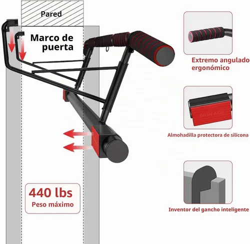 Vista 4 de IRON AGE Pull Up Bar for Doorway : 2025 New Pullup Bar - Industrial Grade Steel, Hang & Go Training, Multi-Grip Horizontal Array