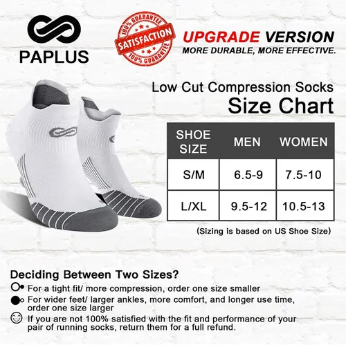 Vista 2 de PAPLUS Ankle Compression Sock for Men and Women 246 Pairs Low Cut Compression Running Sock with Ankle Support