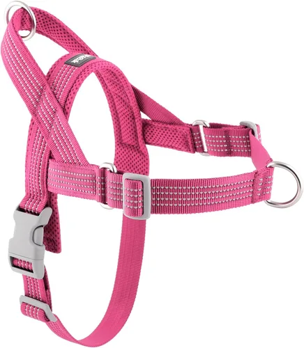 Vista 15 de Arnés sin tirones para perro con asa, ajustable, de malla suave, acolchado, reflectante, arnés para caminar con clip frontal para perros pequeños