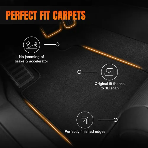 Vista 5 de Tapete de nailon para automóvil Mazda 3 2010-2013, negro, 4 unidades Durable, Soft, Lightweight, Three-Layer, Precision Stitching, Anti-slip, Easy