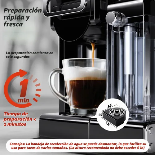 Vista 5 de PULZO Máquina de café expreso con espumador automático de leche, cafetera