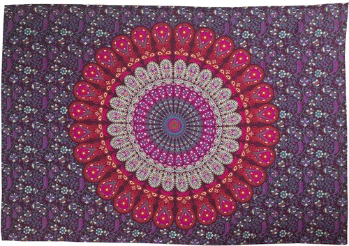 Vista 31 de Popular Handicrafts - Tapiz para colgar en la pared con diseño hippie de mandala bohemia, psicodélico, indio de pavo real, para meditación, gitano