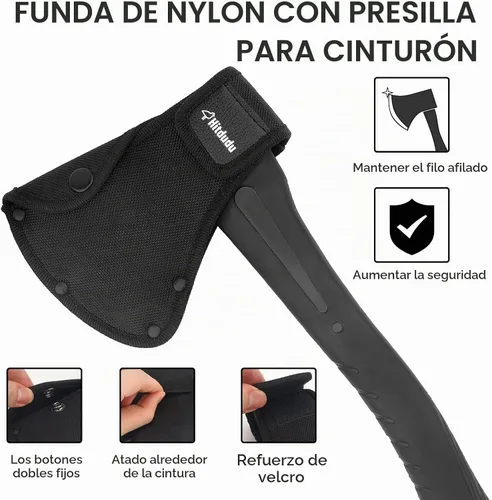 Vista 3 de Hitdudu - Hacha de camping, hacha de 14 pulgadas para acampar y lanzar hachas al aire libre para división de madera y leña, herramienta