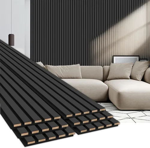 Vista 11 de EVERECO Paquete de 4 paneles de madera de 94.5 x 11 pulgadas para pared, paneles acústicos insonorizados de pared, paneles de pared 3D
