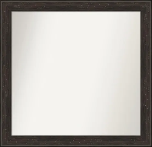 Vista 55 de Amanti Art Espejo de baño marrón para sobre el fregadero, 24 x 24 pulgadas, espejo de tocador cuadrado marrón Caleb, marco de madera rústica