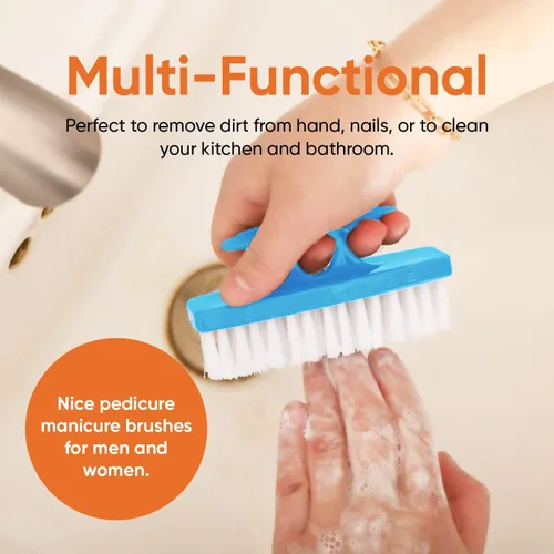 Vista 6 de Superio Cepillo de uñas para limpiar uñas, dedos de pies y pies, cepillo rígido multiusos, color azul