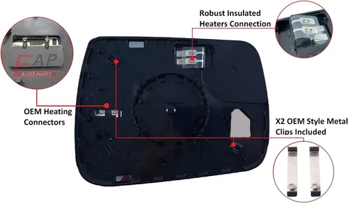 Vista 6 de EAP Espejo lateral del conductor compatible con Dodge RAM 1500 2019-2025, calefactado sin atenuación automática 68402037AA 68402093AA LH - Calentado