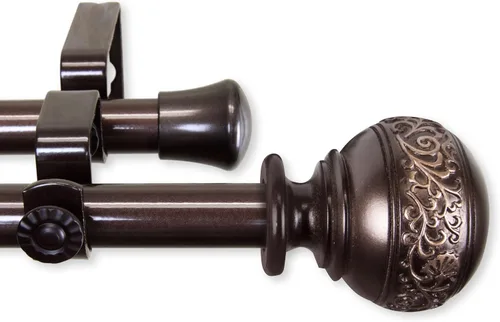 Vista 3 de A&F Rod Decor - Barra de cortina doble Nadeen de 28 a 48 pulgadas, latón antiguo