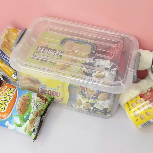 Vista 5 de Paquete de 2 contenedores de almacenamiento con tapa, juego de caja de plástico de 8 litros