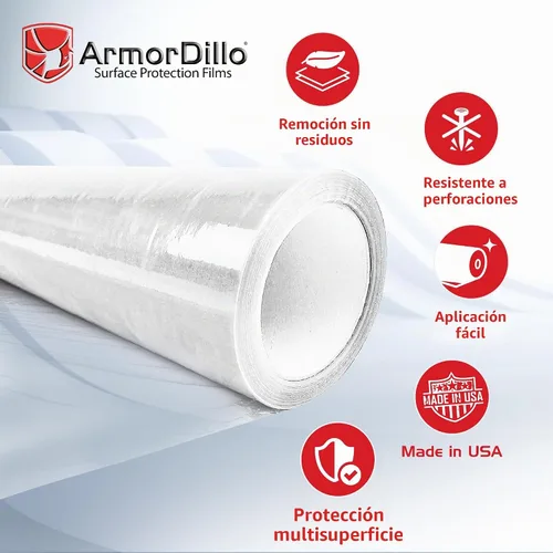 Vista 3 de ArmorDillo Película protectora de encimera con cuchillo gratis. Protección de superficie autoadhesiva transparente para laminados, granito, mármol