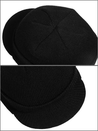 Vista 3 de SATINIOR Gorro de punto de invierno para hombre con ala gorra, cálido y grueso para exteriores