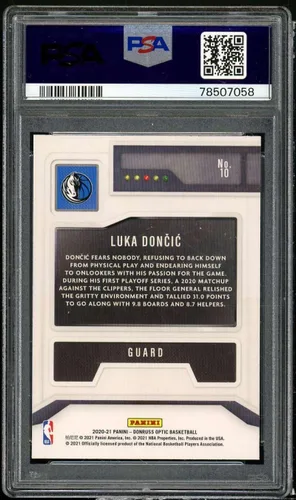 Vista 2 de Luka Doncic Card 2020-21 Panini Donruss Optic T-Minus 3 2 1#10 PSA 10