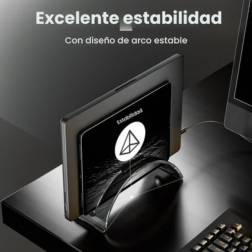 Vista 3 de Yikola Soporte Vertical para Laptop para Escritorio, Organizador Ahorro de Espacio para Todas las MacBook, Soporte para Laptop Acrílico Invisible