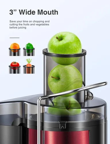 Vista 3 de QCen Máquina centrífuga del exprimidor rojo metálico y paquete de la botella de cristal 6PCS