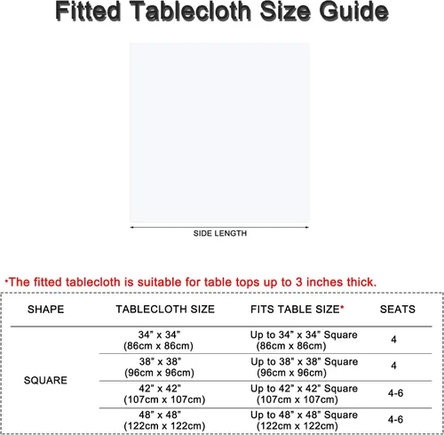 Vista 6 de Mantel ajustado blanco con elástico para mesas plegables de 48x48 pulgadas, manteles lavables y elásticos de elastano para mesas de cartas, manteles