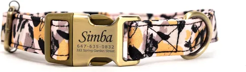 Vista 15 de Collar de perro personalizado con nombre y número de teléfono grabado, collar ajustable personalizado para cachorros, collar de algodón orgánico