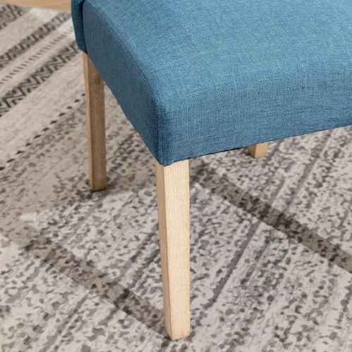 Vista 9 de Juego de 2 sillas de comedor Parsons con respaldo alto y patas de madera de goma maciza, color azul