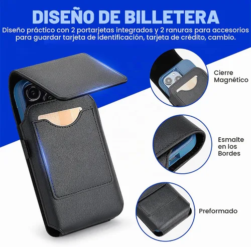 Vista 4 de Mopaclle Funda vertical para teléfono celular con clip y bucle para cinturón, resistente soporte para cinturón de teléfono compatible con iPhone 17