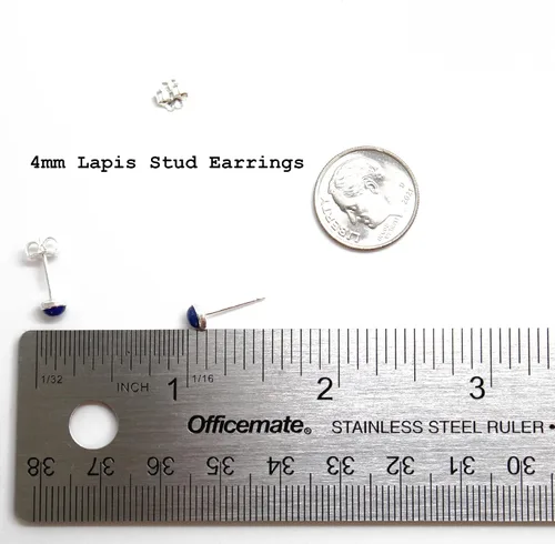 Vista 32 de Aretes de tuerca con piedras preciosas para mujeres y niñas, bisel redondo de 0.157 in de plata esterlina 925