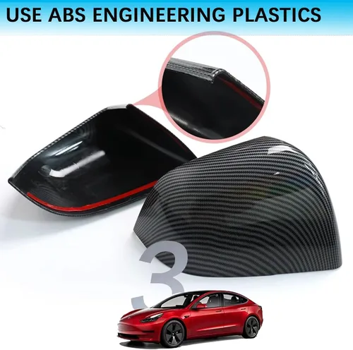 Vista 5 de YHCDSEA Cubierta protectora de espejo retrovisor para Tesla Model 3, accesorios exteriores para Tesla Model 3 2017-2026 (negro brillante)