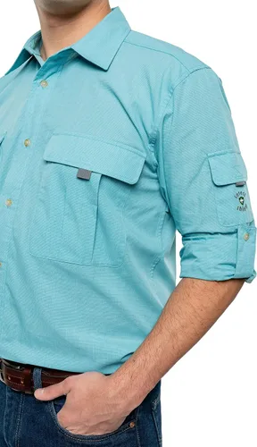 Vista 3 de Insect Shield Camisa de pesca de manga larga para hombre con protección contra insectos integrada UPF 30+