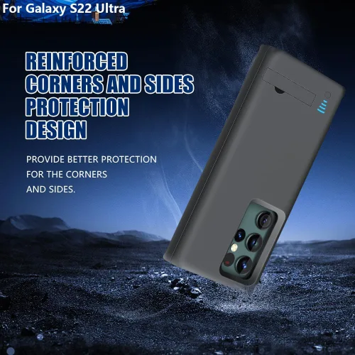 Vista 4 de Funda de batería para Samsung Galaxy S22 Ultra, funda de carga de batería extendida recargable de 5000 mAh, añade 100% jugo extra, no para S22