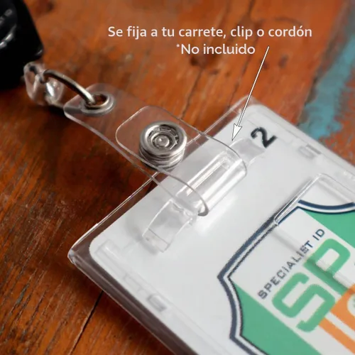 Vista 4 de Specialist ID - Soporte para tarjetas de doble cara resistente, capacidad para 2 tarjetas, vertical de policarbonato, insignias de plástico duro