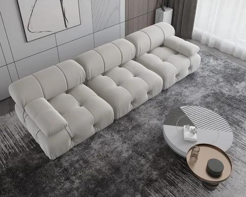 Vista 5 de WJShome - Sofá modular modular de 103.95 pulgadas, sofá modular convertible de terciopelo de 3 plazas, sofá modular minimalista para sala de estar