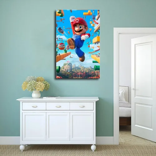 Vista 4 de Póster de Super Mariio Bros para habitación de niños, póster de película de anime, lienzo para paredes, impresiones sin marco, 12 x 18 pulgadas