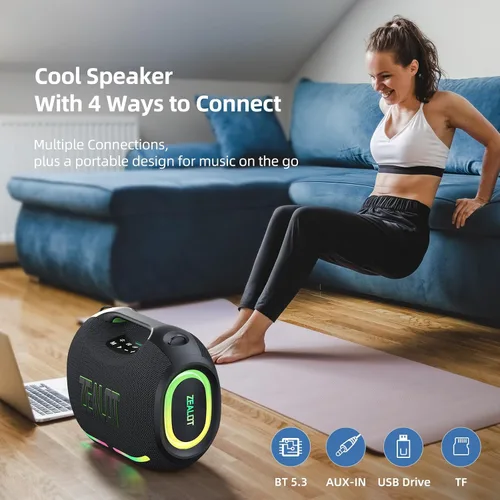 Vista 6 de ZEALOT ZE01 - Bocina portátil Bluetooth, 120W de potente sonido estéreo con graves profundos, inalámbrica, gran bocina para fiesta, compatible
