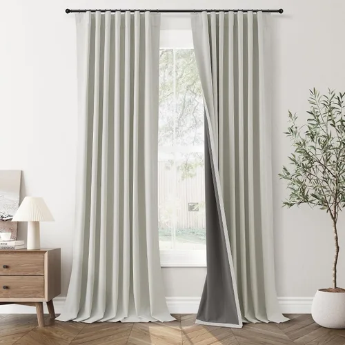 Vista 36 de Jowels Cortinas opacas de lino natural de 96 pulgadas de largo, 2 paneles