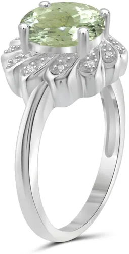 Vista 2 de JEWELEXCESS Anillo de amatista verde y diamantes blancos con acento de 2,50 quilates en plata de ley