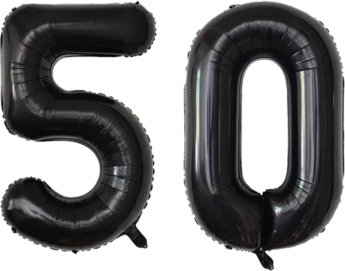 Vista 50 de Globos gigantes de números negros de 40 pulgadas, globos de aluminio de Mylar con helio para cumpleaños, globo número 0 para decoración de fiestas