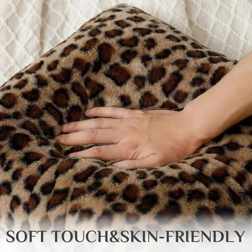 Vista 5 de Softalker - Juego de 2 fundas decorativas para almohada de guepardo, 18 x 18 pulgadas, de pelo sintético denso de conejo, para sofá, funda