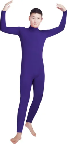 Vista 16 de Shinningstar Zentai Unitard - Body de manga larga con cuello alto y elastano para hombre Verde militar