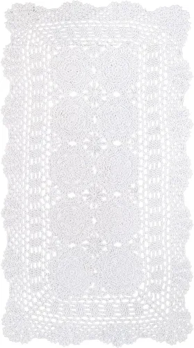 Vista 8 de Phantomon Camino de mesa de encaje, mantel rectangular hecho a mano, manteles individuales florales de ganchillo, 100% algodón